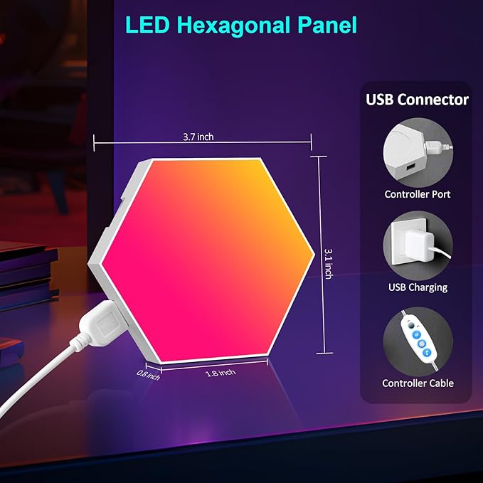 JIMIMORO 20-Pack Hexagon Light Panels – Smart RGB LED Wall Lights - Image 6