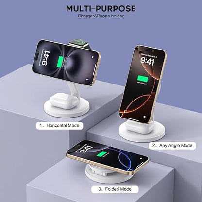 3 in 1 Foldable Magnetic Wireless Charging Station, iPhone Mag-Safe Charger - Image 4