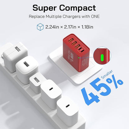 2Pack USB C Fast Charger Block, Total 60W 5-Port USB C Wall Charger 30W Type C - Image 7