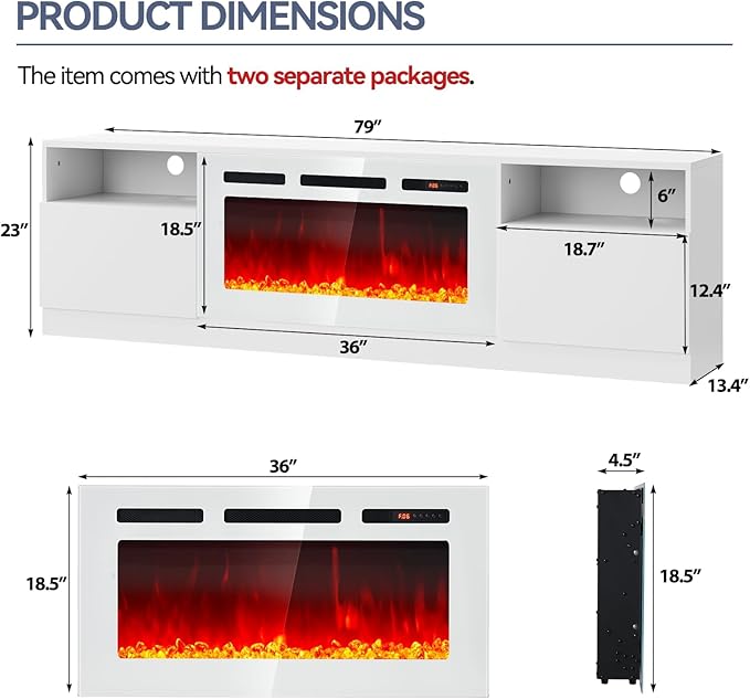 Fireplace TV Stand with Two Hinged Doors - Image 6