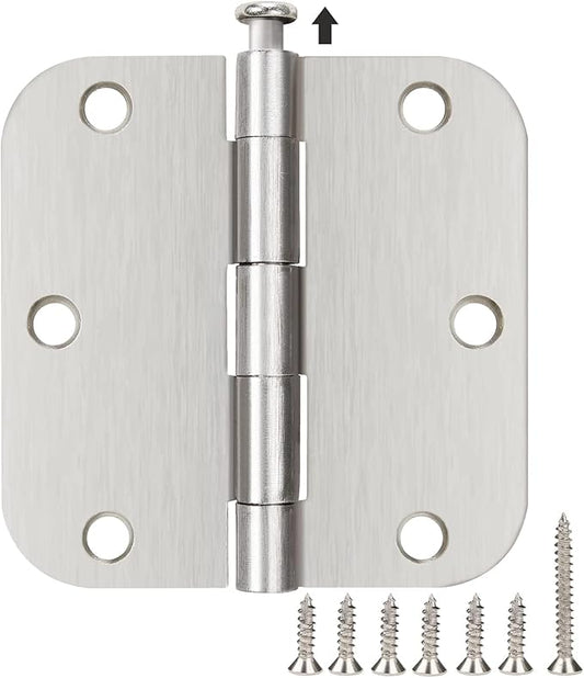 30 Pack Satin Nickle Door Hinges Brushed 3.5 Inch Interior Rounded 5/8" Radius by TDCHINGES