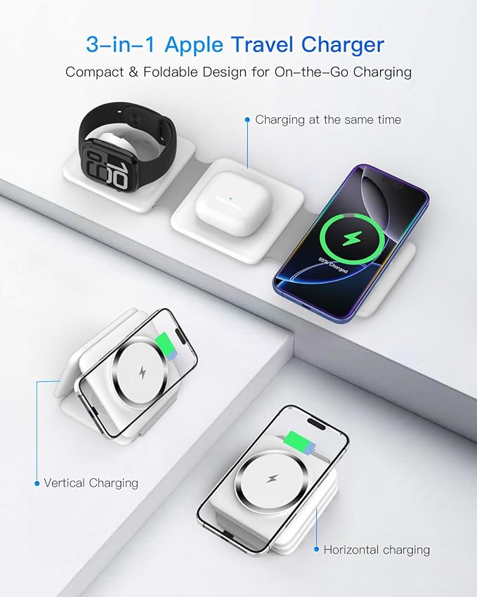 Charging Station for Apple Multiple Devices - 3 in 1 Foldable Magnetic Wireless - Image 3