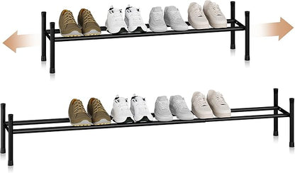 STORAGE MANIAC Long Expandable Shoe Rack, 6 Pairs Metal Wide Stackable Shoe Rack by STORAGEMANIAC