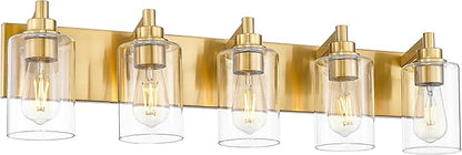METWET 5-Light Bathroom Light Fixtures, 30 Inch Brushed Gold Vanity Light by Metwet