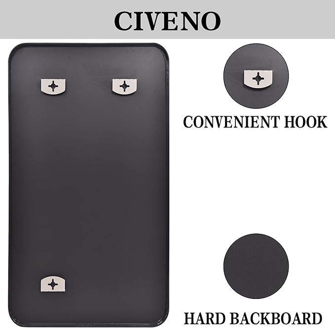 Black Bathroom Mirror, 66x30 inch Aluminum Metal Frame Rectangular Vanity Mirror - Image 9