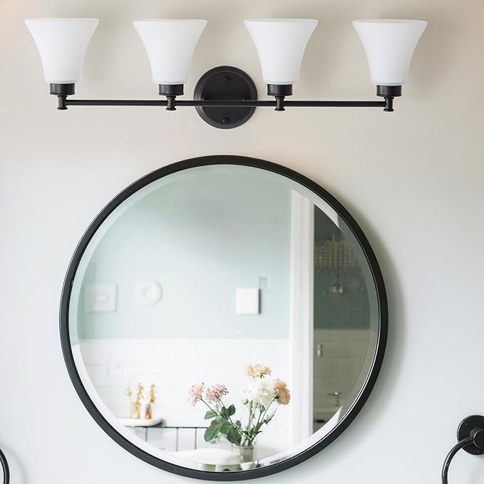 LOUSACE 4 Light Bathroom Vanity Light Matte Black Bathroom Lighting Fixtures - Image 9