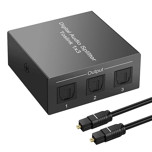 3 Port Toslink Splitter with Optical Cable Premium Quality Digital Optical by Azduou