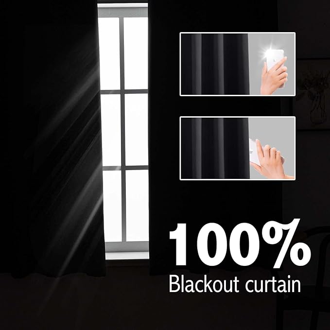 Anytime 100% Blackout Curtain 2 Panels Set, Thermal Insulated Window Drapes - Image 3