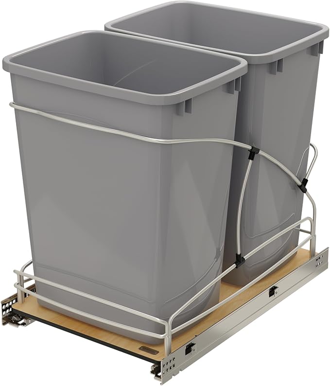 Rev-A-Shelf Steel Bottom Mount Double 35 Quart 8.75 Gallon Waste Bin Trash - Image 9