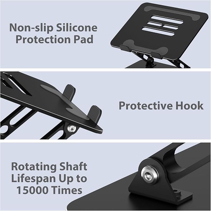 Adjustable Laptop Stand for Desk, Metal Foldable Laptop Riser Holder, Portable - Image 6