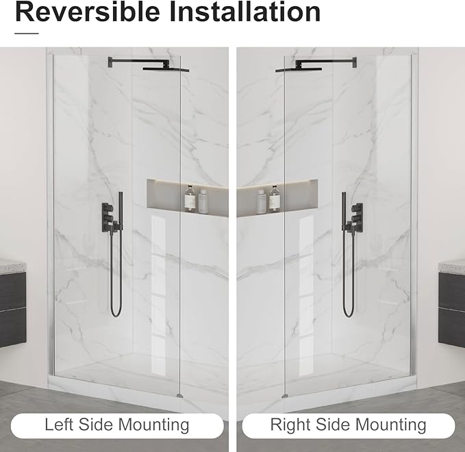Bathbliss 36" W x 76" H Frameless Shower Glass Panel, 8mm Clear Tempered Glass - Image 5
