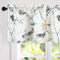 Faux Linen Curtains Valance for Farmhouse, 1 Panel Birds Print Country Style Window Topper for Living Dining Room, Top Rod Pocket, 42 x 12 Inches, Grey