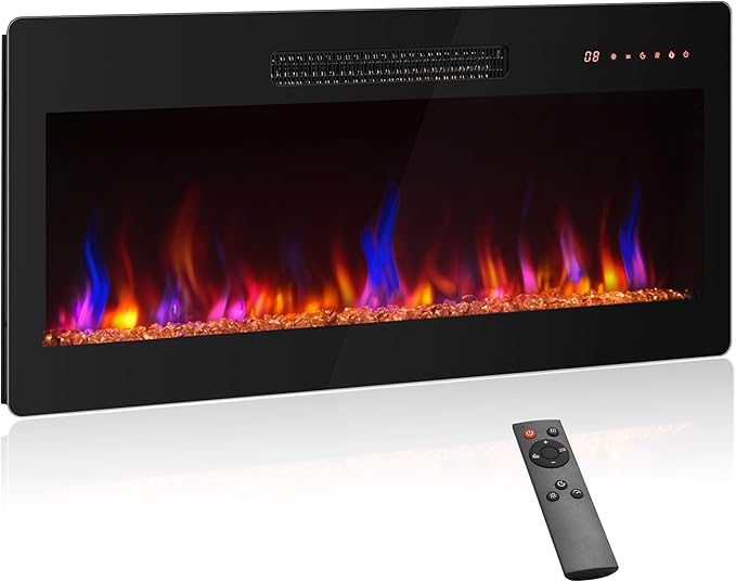 BELLEZE 36" Electric Fireplace Heater, 1400 W Recessed & Wall Mounted Electric by BELLEZE