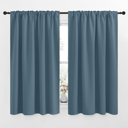 NICETOWN Blackout Curtains Window Drapes - (Smoky Blue Color) 52 inches W by 63 inches L, Set of 2, Blackout Curtain Panels for Boy's Nursery