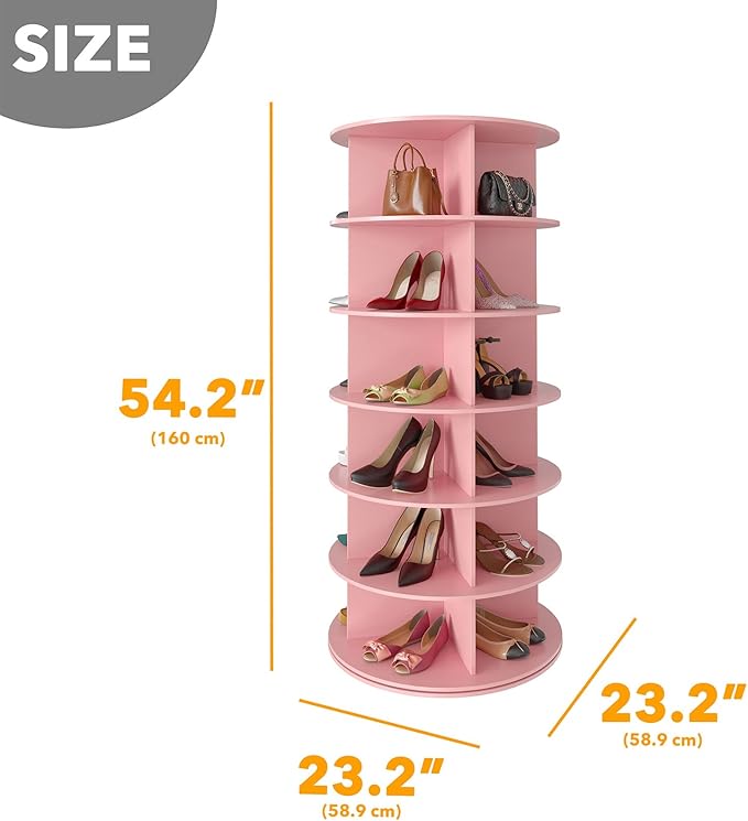 SpaceAid 6 Tier Rotating Shoe Rack Tower, Spinning Shoe Display Lazy Susan - Image 2