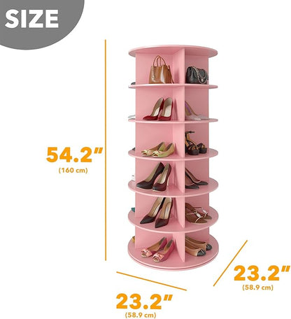 SpaceAid 6 Tier Rotating Shoe Rack Tower, Spinning Shoe Display Lazy Susan - Image 2