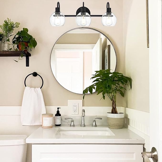 WINSHEN Modern 3-Lights Black Vanity Light Fixtures Farmhouse Metal Bathroom - Image 5