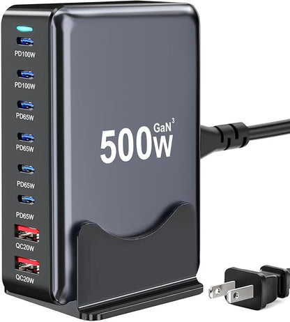 500W USB C Charger Block, 8-Port Fast USB Charging Station Dual PD 100W GaN Ⅲ by Unknown