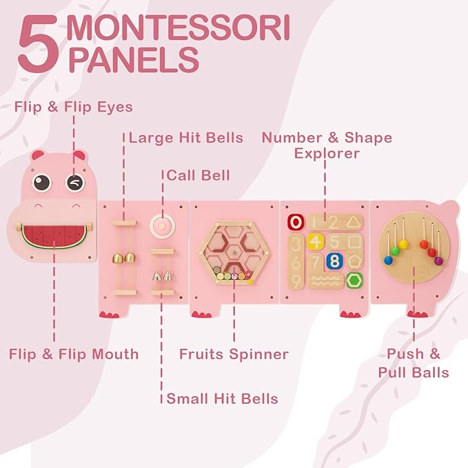 Monläurd® Hippo Montessori Busy Board, Sensory Board, Educational Toys - Image 4