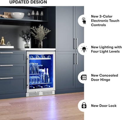 Zephyr Presrv 24 Inch Beverage and Wine Fridge Single Zone Under Counter - Image 6
