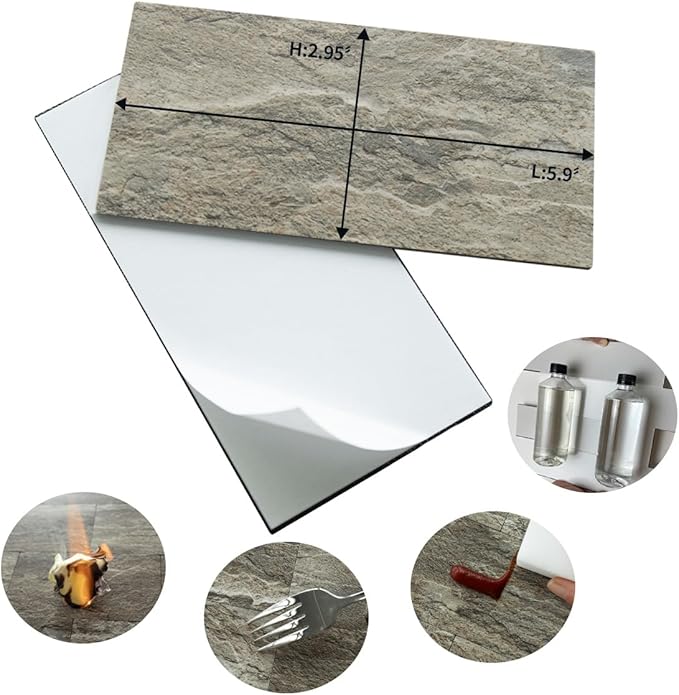 AULIGET 100-Piece Faux Stone Peel and Stick Backsplash Wall Tiles, Laundry Room - Image 6