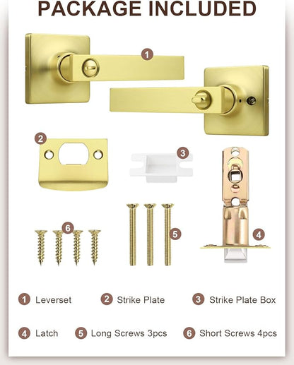 Mengico 10 Pack Gold Privacy Lever Door Handle Interior - Image 7