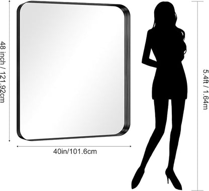 CIRCUMI Black Bathroom Mirror, Rounded Corner, Tempered Glass, Large Mirror - Image 7