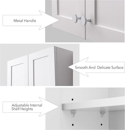White Wall Mount Cabinet, MDF Over The Toilet Storage Cabinet - Image 4