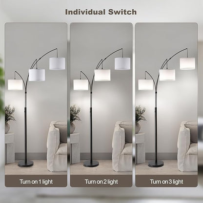 Fansdrick Floor lamp with Remote, 3 Light Arc Floor Lamps - Image 4