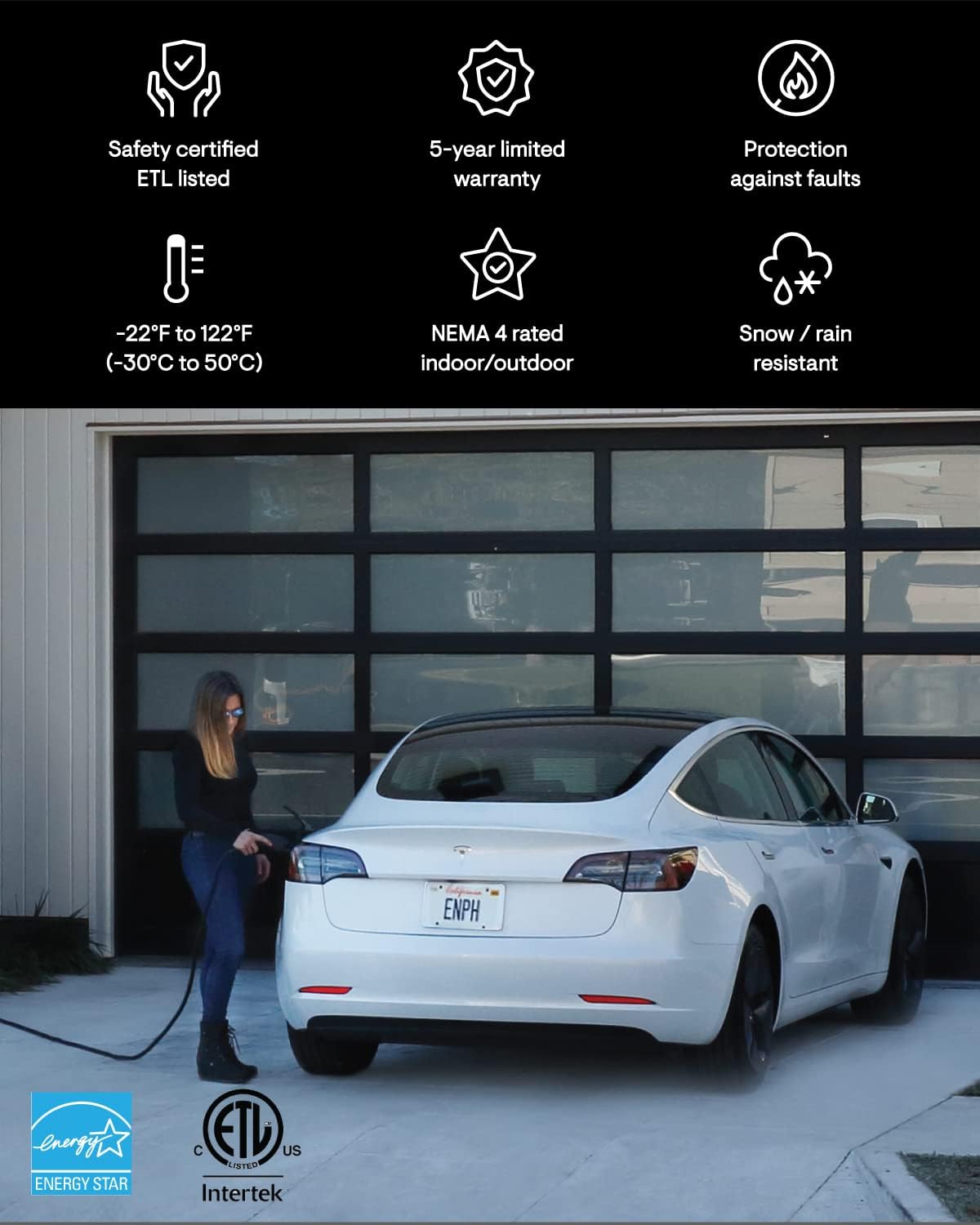 32 Amp Plug-in Level 2 EV Charger for Home, Enphase HCS-40 (Formerly ClipperC...