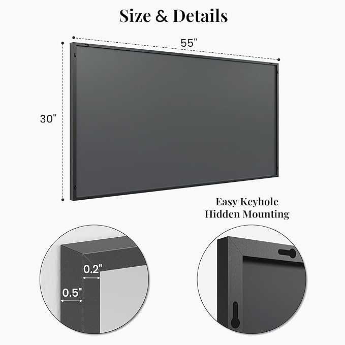 55"x30" Black Bathroom Mirror, Metal Framed Vanity Mirror - Image 7