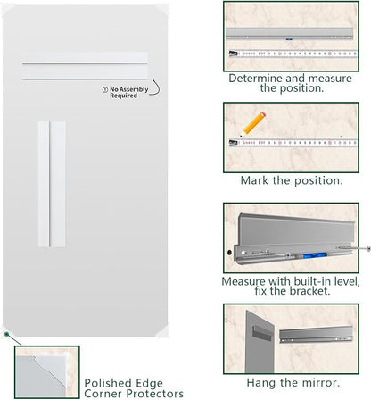 Mirrorons Large Mirror 72" x 36", Modern Rectangle Bathroom Mirror - Image 7