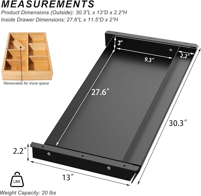 Large Under Desk Mounted Sliding Drawer - Image 3