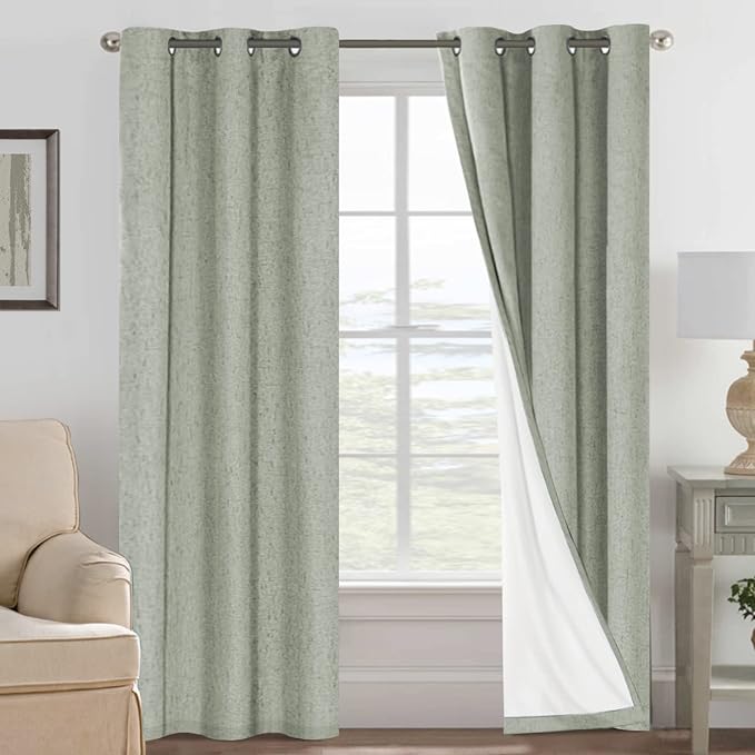 H.VERSAILTEX Primitive Linen Curtains 100% Blackout Curtain Drapes Burlap by HVERSAILTEX