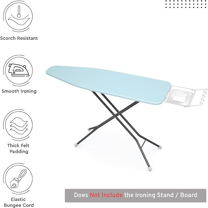Encasa XO Ironing Board Cover and Pad 49"x18" - 4mm Felt Wide Iron Board Cover - Image 2