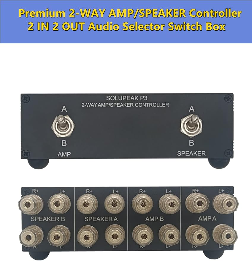 SOLUPEAK P3 2-Way AMP Amplifier to 2 Pair of Speakers Selector Switch Switcher - Image 6