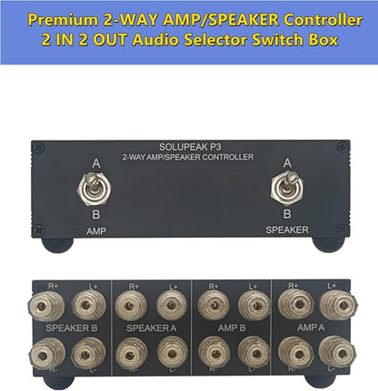 SOLUPEAK P3 2-Way AMP Amplifier to 2 Pair of Speakers Selector Switch Switcher - Image 6