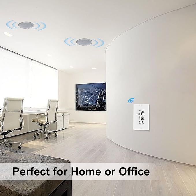 Herdio Bluetooth Wall Amplifier 4 Channels Volume Control Wall Plate - Image 8