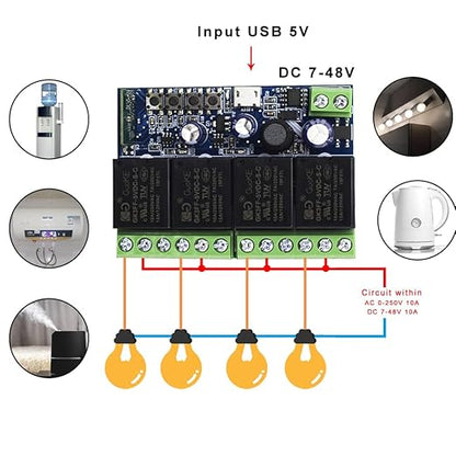 Ewelink WiFi Wireless Smart Relay Module USB 5v 4 Channel Inching Self-Lock - Image 6