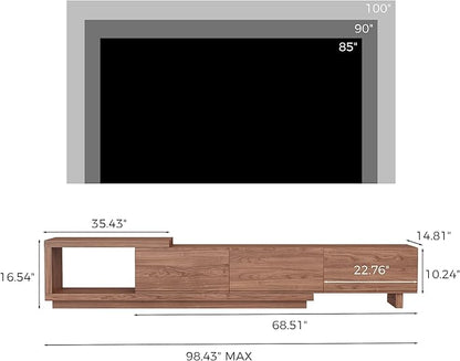 Etelifrank Extendable TV Stand for 65-100 Inches TVs – Walnut Entertainment - Image 2