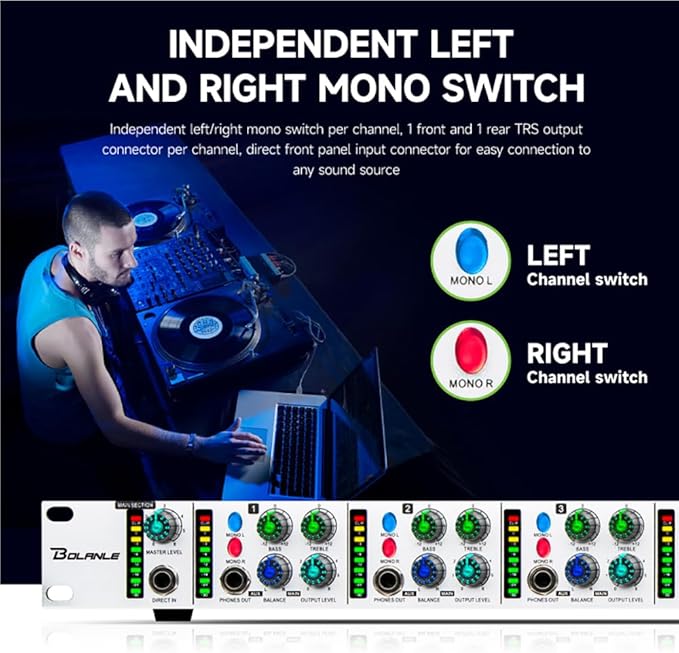 Bolanle PH6000 6-Channel Headphone Mixing Distribution Amplifier High-Power - Image 5