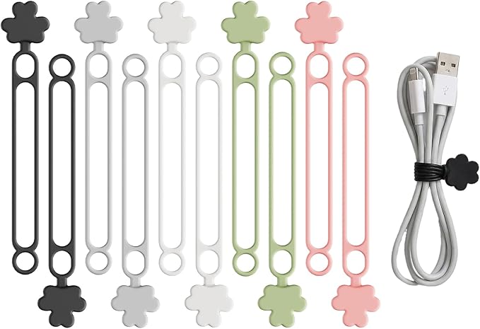 Data Cable Organizer, 2026 Upgrade Silicone Cable Ties Reusable Cable by AprYew