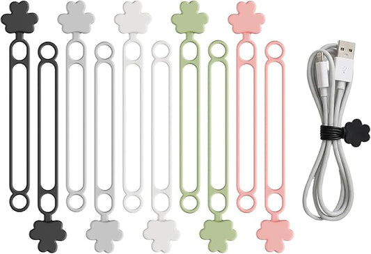 Data Cable Organizer, 2026 Upgrade Silicone Cable Ties Reusable Cable by AprYew
