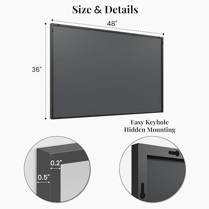 48''x36'' Extra Large Black Bathroom Mirror, Metal Framed Vanity Mirror - Image 7