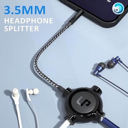 LP Headphone Splitter, Nylon-Braided 3.5mm Audio Stereo Splitter, Male to 3 - Image 2