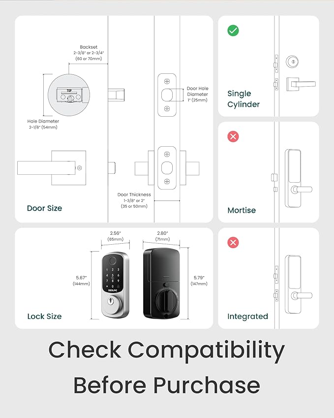 DESLOC Smart Door Lock B200, Smart Deadbolt Lock, Keyless Entry Door Lock - Image 7