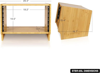 Sound Town DIY 6U Angled Desktop Turret Studio Rack, Solid Carbonized Bamboo - Image 5