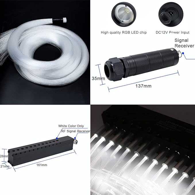 AZIMOM 6W RGBW 550pcs 0.03in 13.1ft Fiber Optic Starlight Headliner Kits - Image 4
