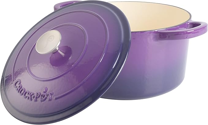 Crock-Pot Artisan 7-Quart Round Enameled Cast Iron Dutch Oven – Lavender Purple - Image 2