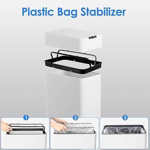 TLSUNNY 18.5 Gallon Automatic Trash Can, Stainless Steel Motion Sensor Garbage - Image 7
